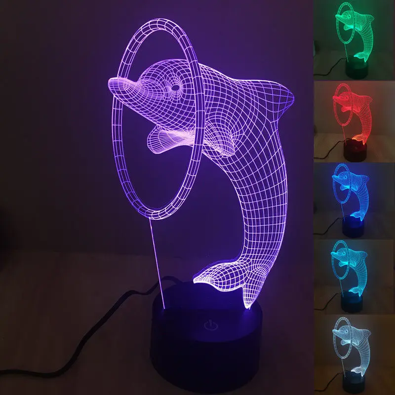 Magic Dolphin Lamp 3D Illusion Led Light Touch Sensitive Lava Lamp 7