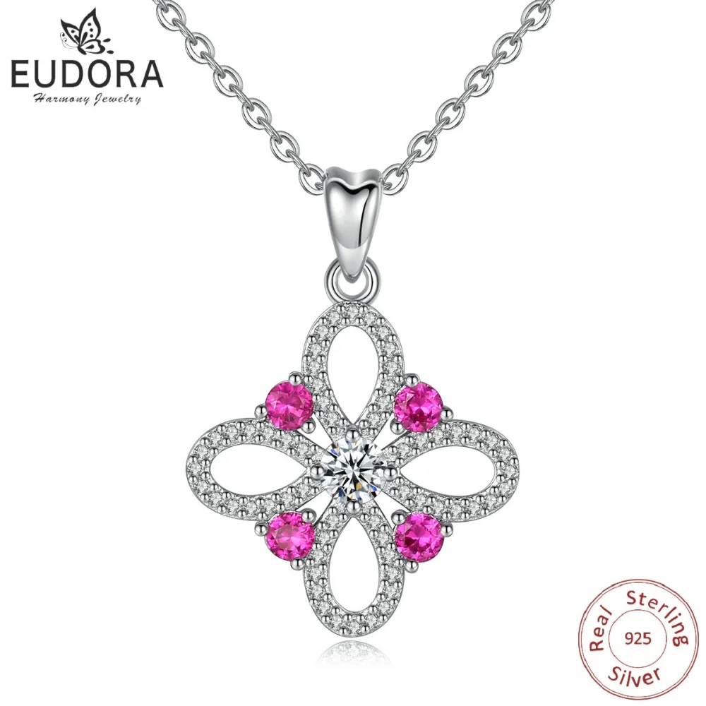 Женское Ожерелье с кулоном EUDORA 925 пробы серебряное фиолетовое фианитом|Подвески|