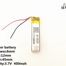 10 шт./лот 3,7 в, 400 мАч, 601245 полимерный литий-ионный/литий-ионная аккумуляторная батарея для игрушка, портативное зарядное устройство, gps, mp3, mp4
