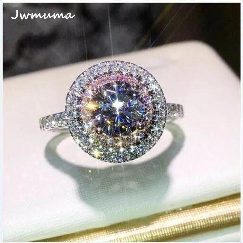 

New Fashion Full Zircon Inlaid Women's Engagement Rings Round Eight Heart Colorful Shiny Ring Fashion Metal Jewelry for Women
