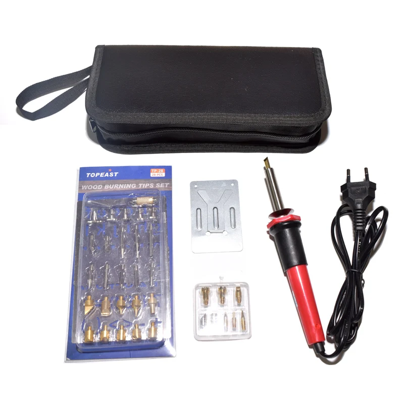 

Free shipping EU 30W 40 PCS/SET Wood Burning Kit Pyrography Tool Set Kit Woodburning Tips Hobby Craft Soldering Iron Pen Tools