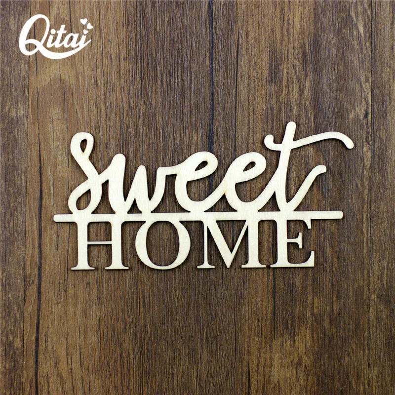 Wooden Sweet Home QITAI 12pcs/Lot Nature Wood DIY Scrapbooking Card Crafts Goods For Children Home Decoration Accessories WF212