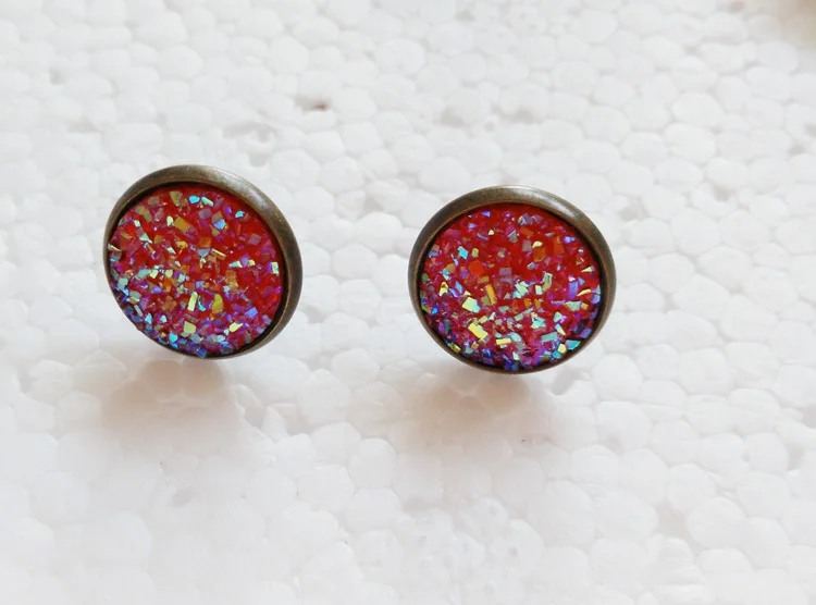 Серьги гвоздики с искусственной друзой 1 цвет|druzy stud earrings|stud earringsdruzy earrings |