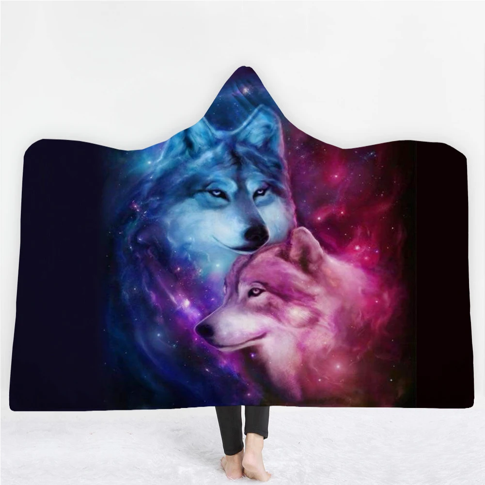 

Wrap Decorative Sleep Mat Warm Cloak Blanket Picnics Thicken Multifunction Home Digital Printing Hooded Sofa Bed
