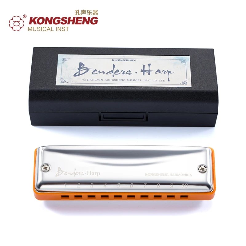 Диатоническая Губная гармошка KONGSHENG 10 отверстий апельсиновый Ключ C/D/E/F/G/A/Bb Рид с