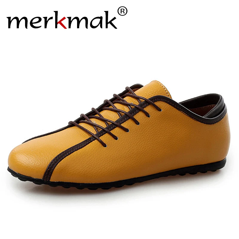 Merkmak Men Shoes Soft Genuine Leather Casual Shoes Brand Designer Men ...