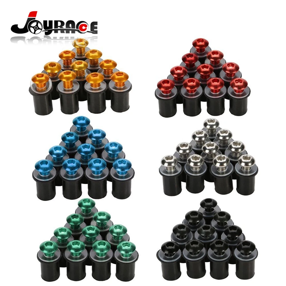 

10 pcs Universal 5mm Fairing Wind Screen Screw Bolt Kit Windshield Mounting Nut Wellnut Motorcycle For Kawasaki Yamaha