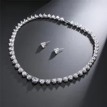 Красные Деревья бренд Модные украшения Набор для Для женщин Роскошные сердце Форма AAA кубического циркония серьги/Цепочки и ожерелья Набор для невесты, свадьба