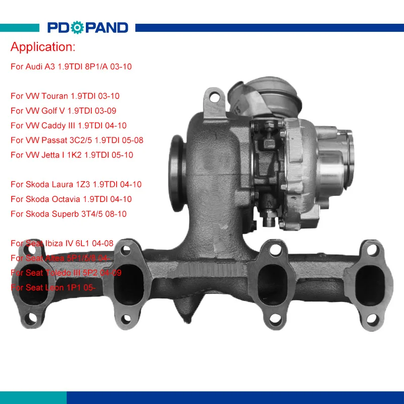 Автомобильный турбонагнетатель комплект BV39 турбонагнетатель компрессор 038253010D 038253010P 038253014G для VW Golf V Touran Passat Jetta Caddy 1.9L