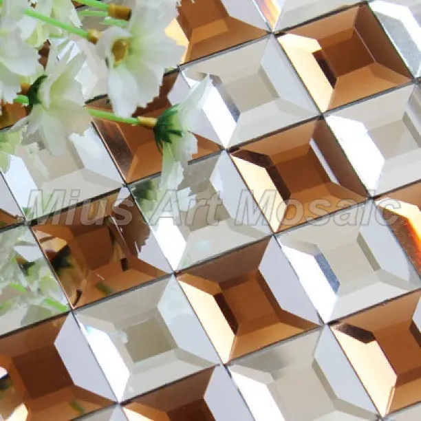 

Glossy pure white and brown mirror mosaic tiles glass wall tiles GB003
