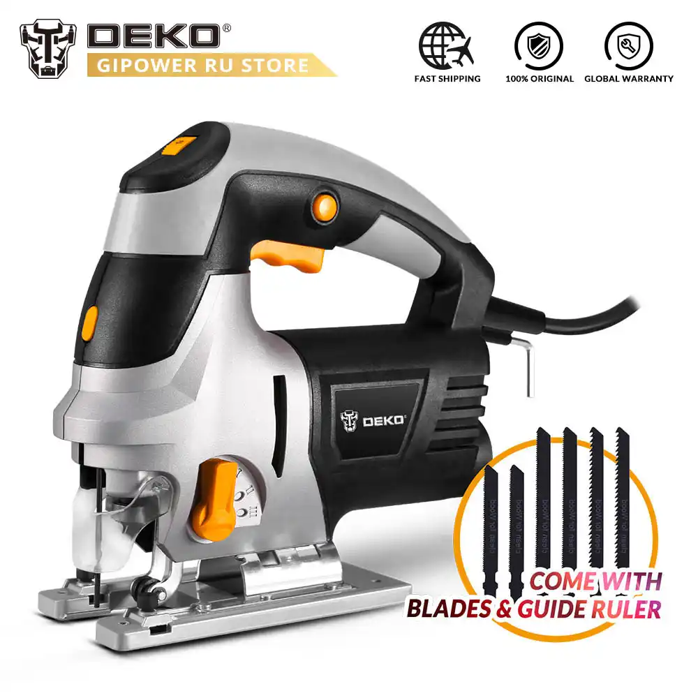 DEKO QD6609 800 Вт лобзик Лазерная направляющая 6 переменная скорость электрическая пила с 6 лезвиями, металлическая линейка, шестигранный ключ электроинструменты - изображение
