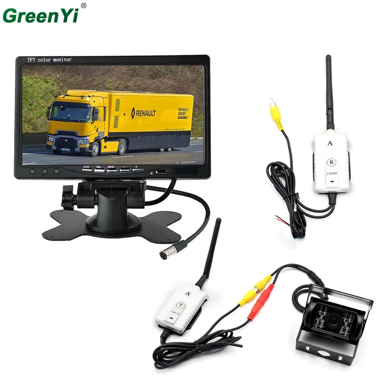 

2.4GHZ Wireless Car Monitor 7" 800*480 Color TFT LCD Car Rear View Rearview Monitor+Backup Reverse Parking Camera For Bus Truck