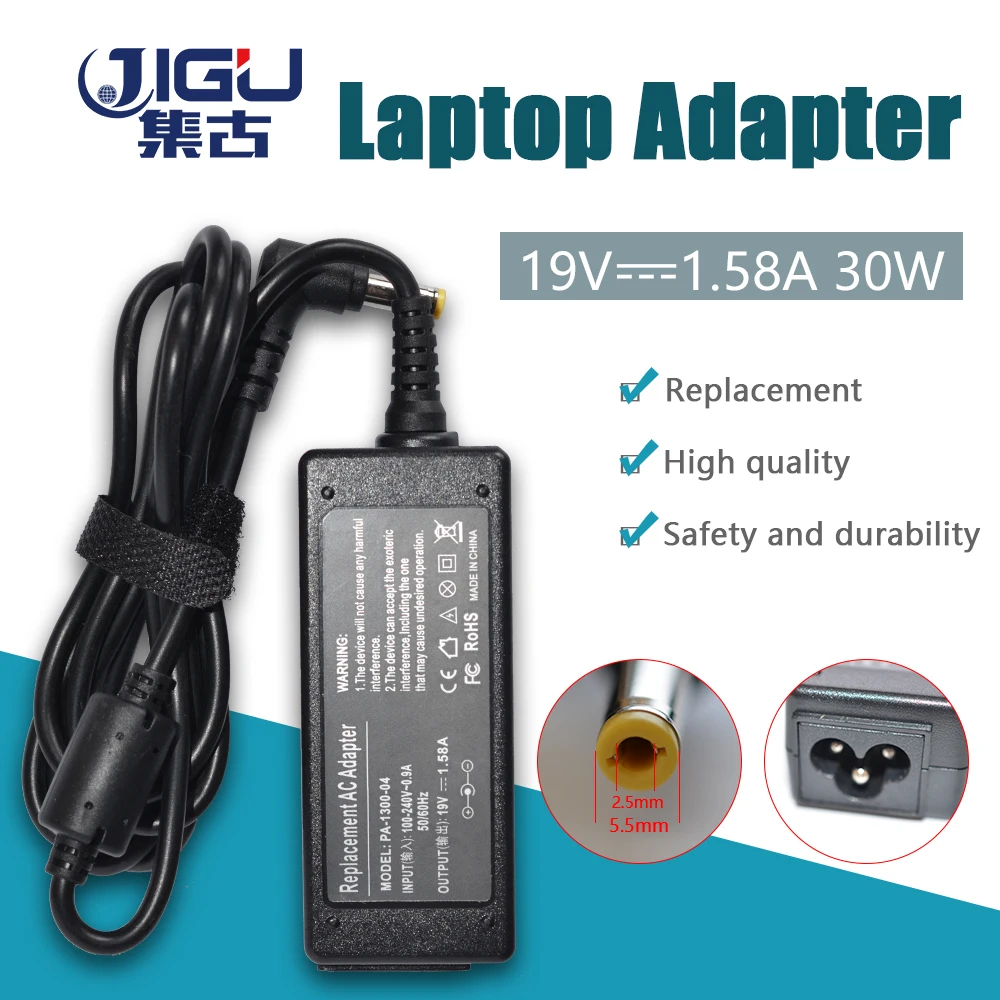 

JIGU For TOSHIBA 19V1.58A ADP-30JH A PA3743U-1ACA Notebook Laptop supply power AC Adapter charger cord 19.5V 2.05A 40W