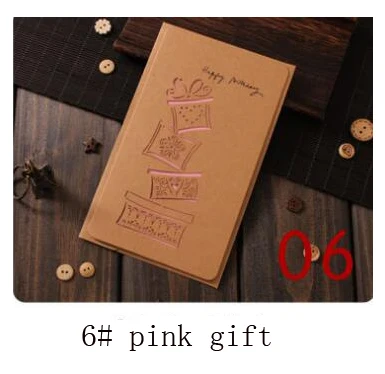 6 pink gift Праздничные принадлежности Бумага для поздравительных открыток приглашение Винтаж хаки цветок для дня рождения Свадебная вечеринка подарок ремесло DIY пользу - Цвет: 6 pink gift