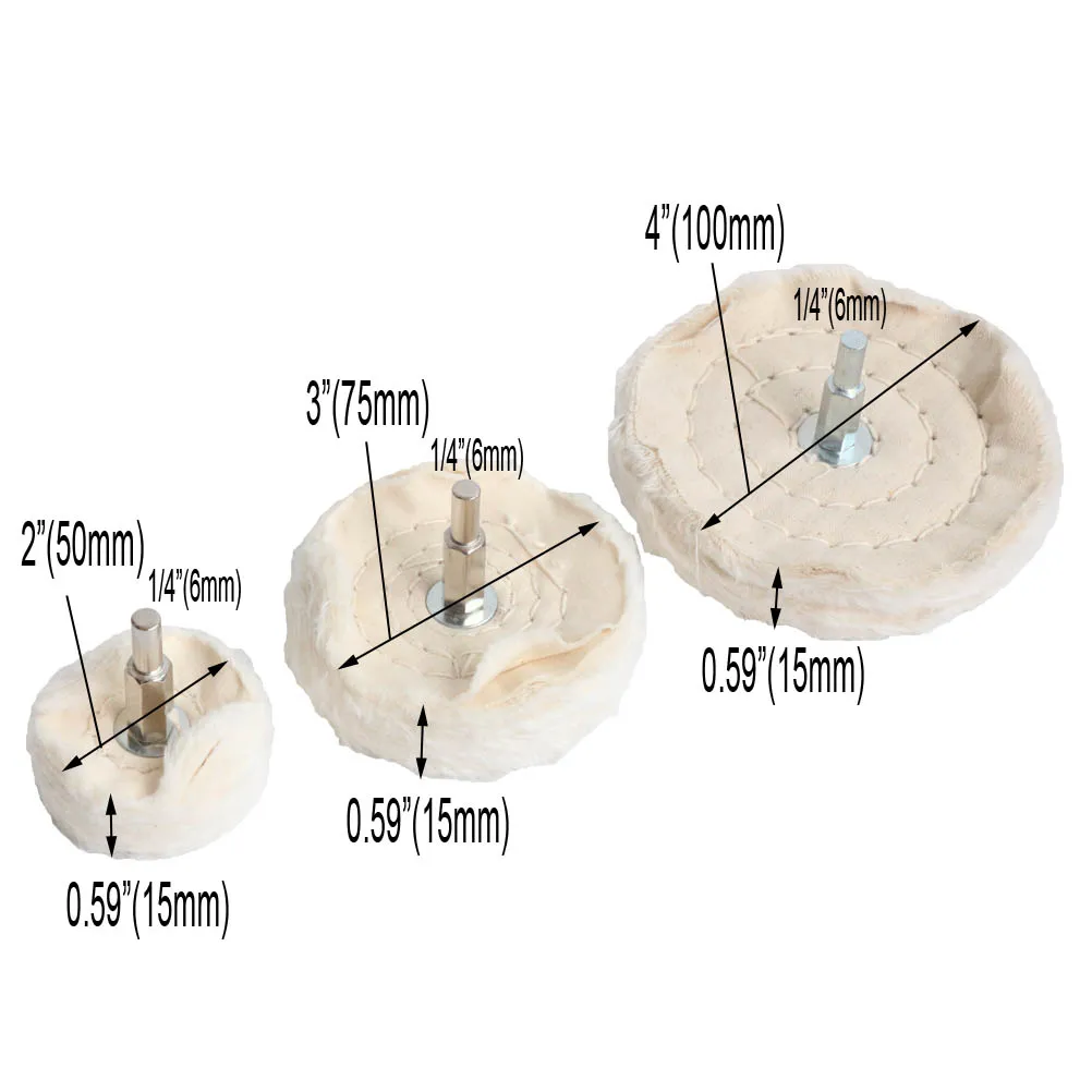 1 шт. 2 ''/3''/4 ''хлопок полированное шлифовальное колесо белый фланелет конус/колонна/гриб/Т-образный Шлифовальная головка для сверла