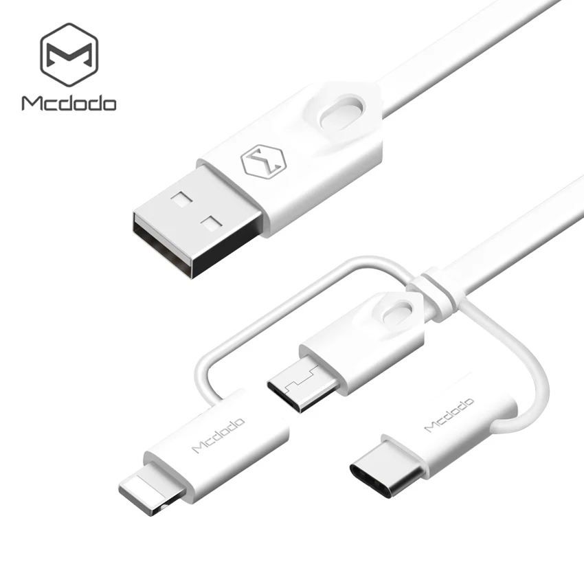 Кабель Mcdodo 3 в 1 с разъемом Lightning и USB для iPhone x xs 8 кабель Micro быстрой зарядки Type c Samsung