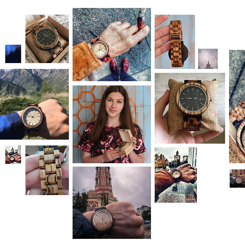 BOBO BIRD Wood Watch Men relogio masculino Week and Date Display Timepieces Lightweight Handmade Casual Wooden Watch V-O26