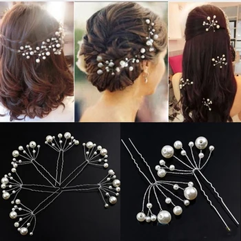 

6 Pieces Women Wedding Hair Accessories Bridal Bridesmaid Hair Accessories Imitation Pearl Headpiece Hair Pin Hair Jewelry Acc