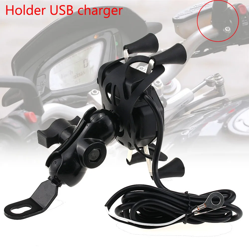 YIMOPART Support de téléphone pour moto avec chargeur, GPS, support de  téléphone portable, tige de fourche pour Suzuki Hayabusa GSX-R 600 750 1000  YZF R1 R6 S1000RR CBR250R 300R Kawasaki Ninja 400 