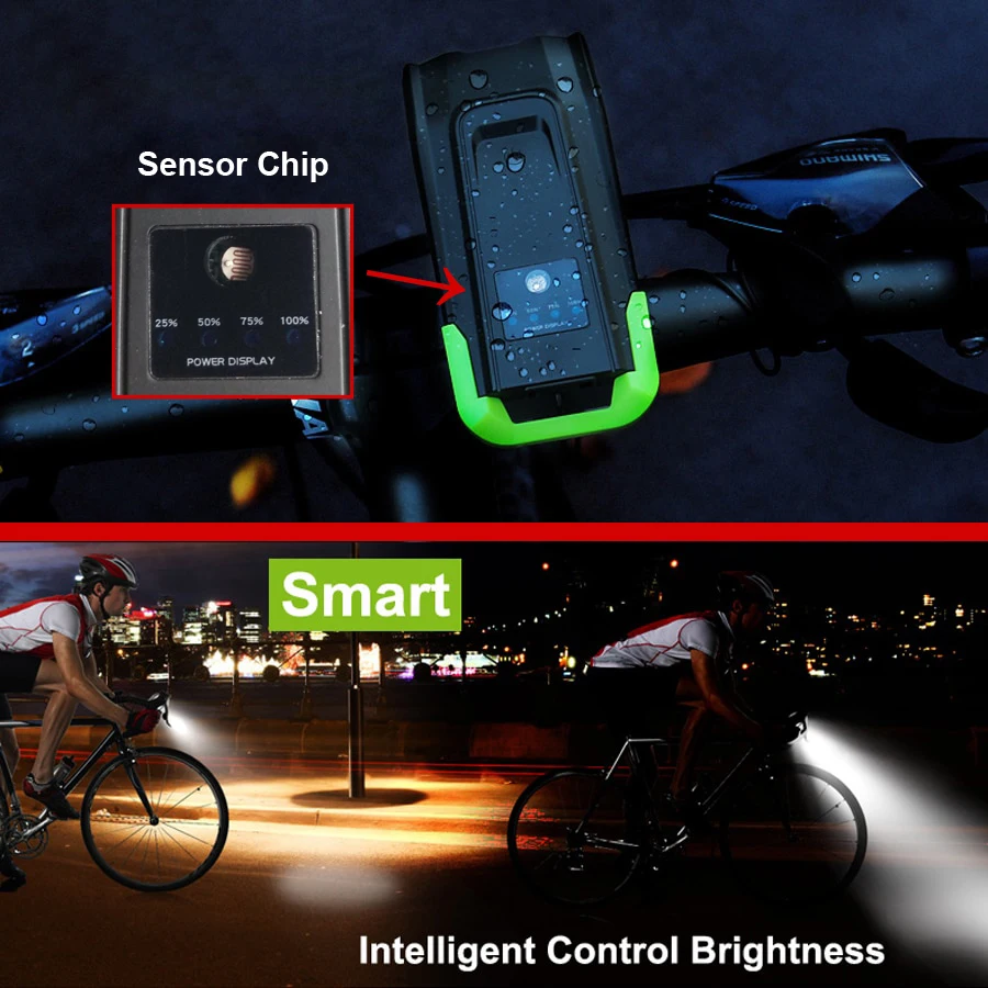 Billige 4000mAh Induktion Fahrrad Front Licht Set USB Aufladbare Smart Scheinwerfer Mit Horn 800 Lumen LED Fahrrad Lampe Zyklus Taschenlampe