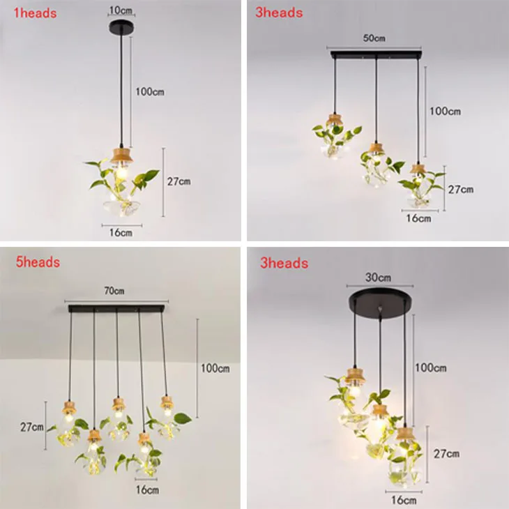 Modern Solid Wood Hanging Lamp Pastoral Design Plant Glass Pendant Light parlor bedroom Restaurant Bar E27 LED pendant Lamp modern pendant lighting