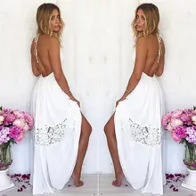 Sexy Women Maxi font b Long b font Lace Cocktail party Summer Beach Backless Ball Gown