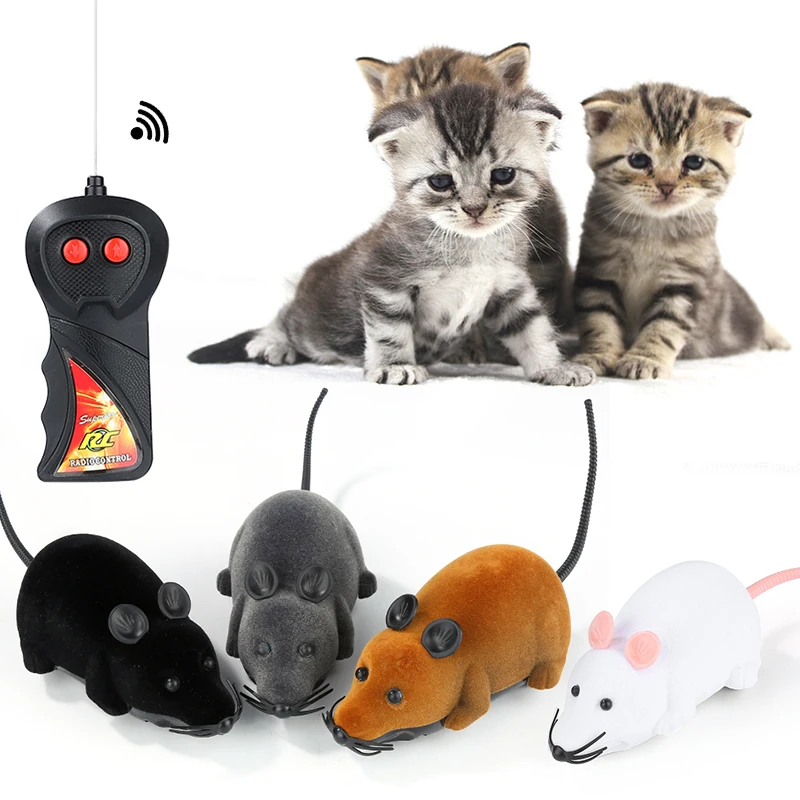 Горячая Распродажа, Новая красочная забавная игрушка для кошки-мышки, беспроводная радиоуправляемая серая крыса, игрушка "мышь", пульт дистанционного управления, мышь для детей, игрушки