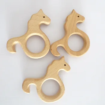 

10PCS UNICORN SEA HORSE Natural Newborn Beech Wooden Baby Teether Toys