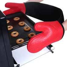 Два пальца духовки рукавицы плюс хлопок высокотемпературная теплоизоляция силиконовые перчатки анти-Горячая микроволновая печь для рукавицы для выпечки