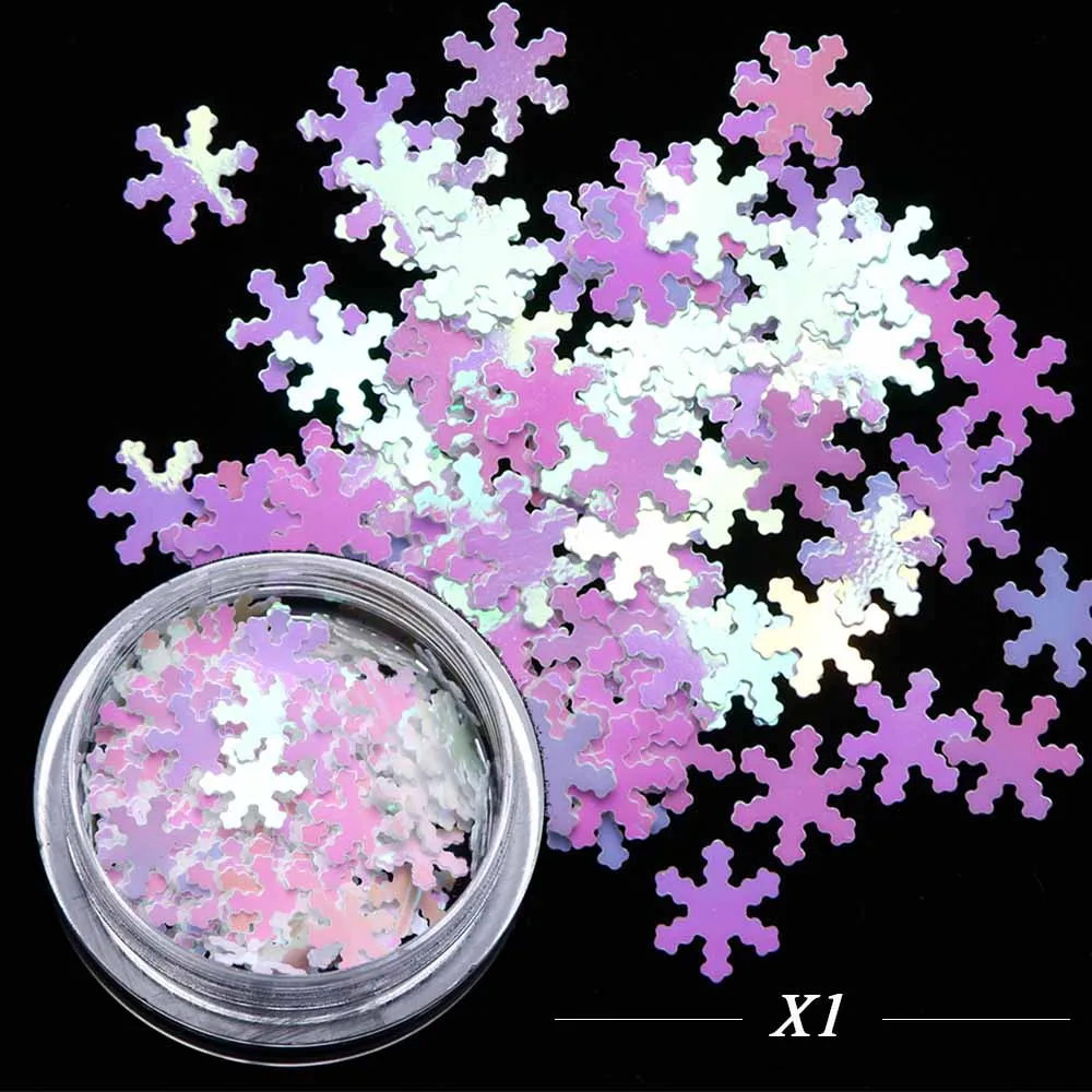 Полная красота 1 коробка лазерные блестки для ногтей AB Зимний снег хлопья голографические блестки инструмент для украшения ногтей для нейл-арта CHX1-30 доступа - Цвет: X1
