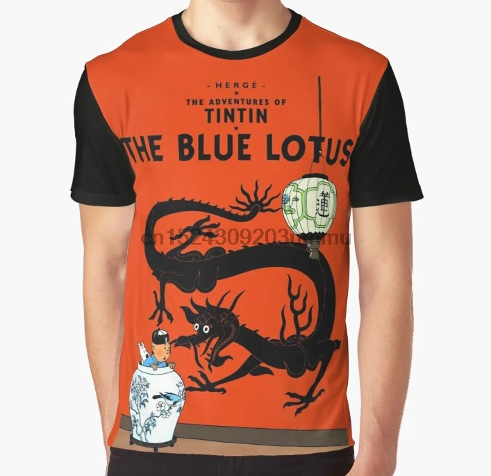 

All Over Print Women T Shirt Men Funny tshirt Tintin the blue lotus Graphic Women T-Shirt