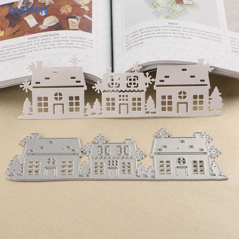 

DUOFEN METAL CUTTING DIES 060228 country house cutout lace hollow embossing stencil DIY Scrapbook Paper Album 2018 new
