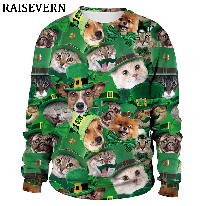 

Green Hats and St. Patrick's Day Men Women Ugly Sweater Funny Festival Gift Fake Muscle Jumper Pullover 3D Women Tops Clothing