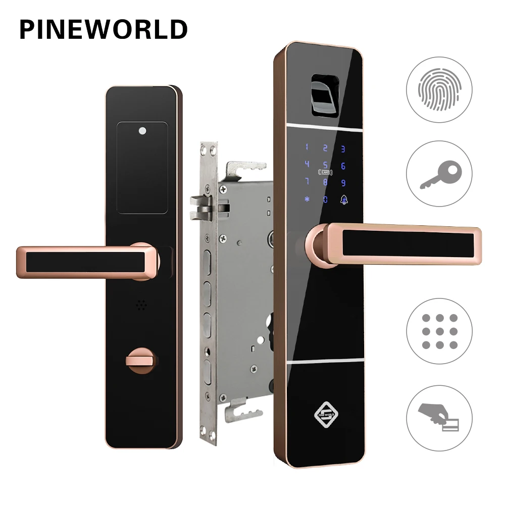 PINEWORLD Biometric Fingerprint Door Lock,Intelligent Electronic Lock,Fingerprint Verification With Password & RFID Key Unlock