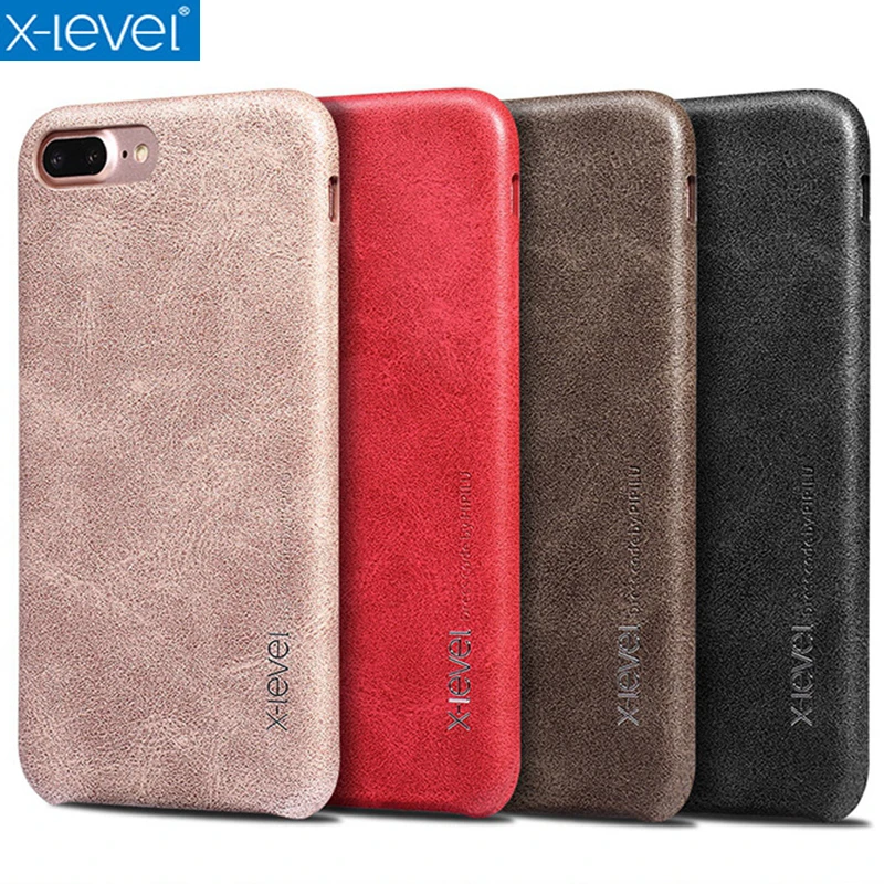 X-Level Vintage Phone Case For Apple iPhone 8 8 Plus Luxury PU Leather Back Case Cover