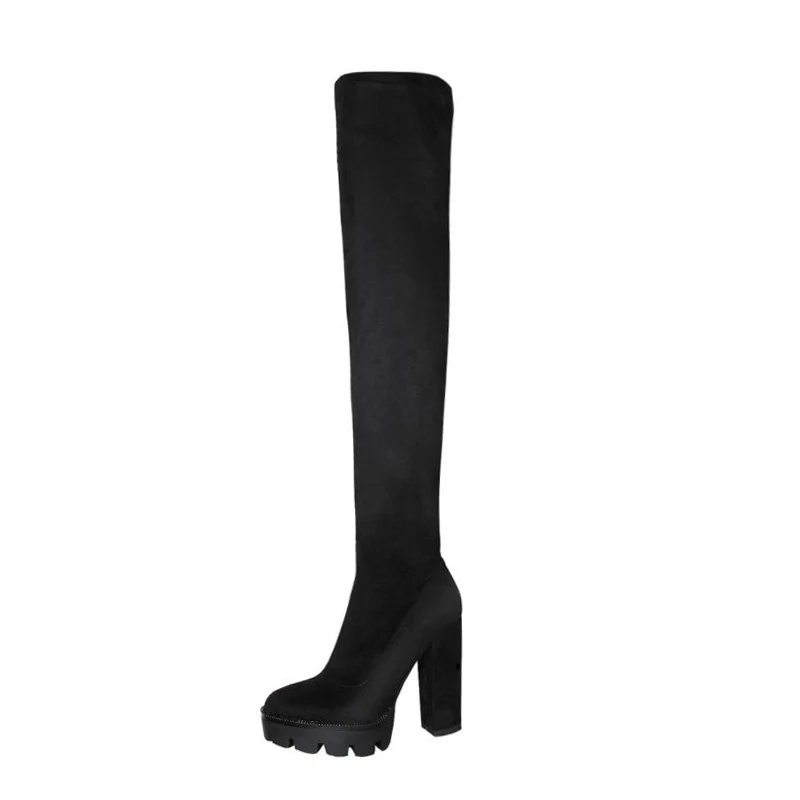 Spring New Flock Leather Women Over The Knee Boots Sexy 12cm High Heels Autumn Woman Shoes Winter Women Boots Size 36-41 - Цвет: Suede