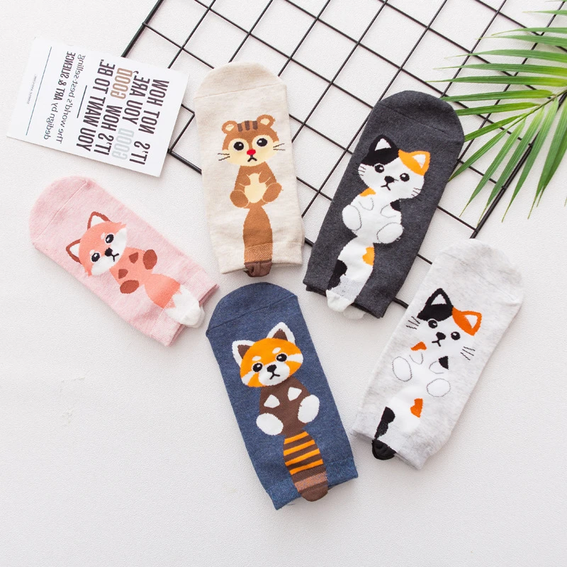 

Women Socks Cat Dog 3D Cartoon Animal Pattern No Show Ankle Invisible Socks Cotton Short Socks Low Socks Women Cute for Girls