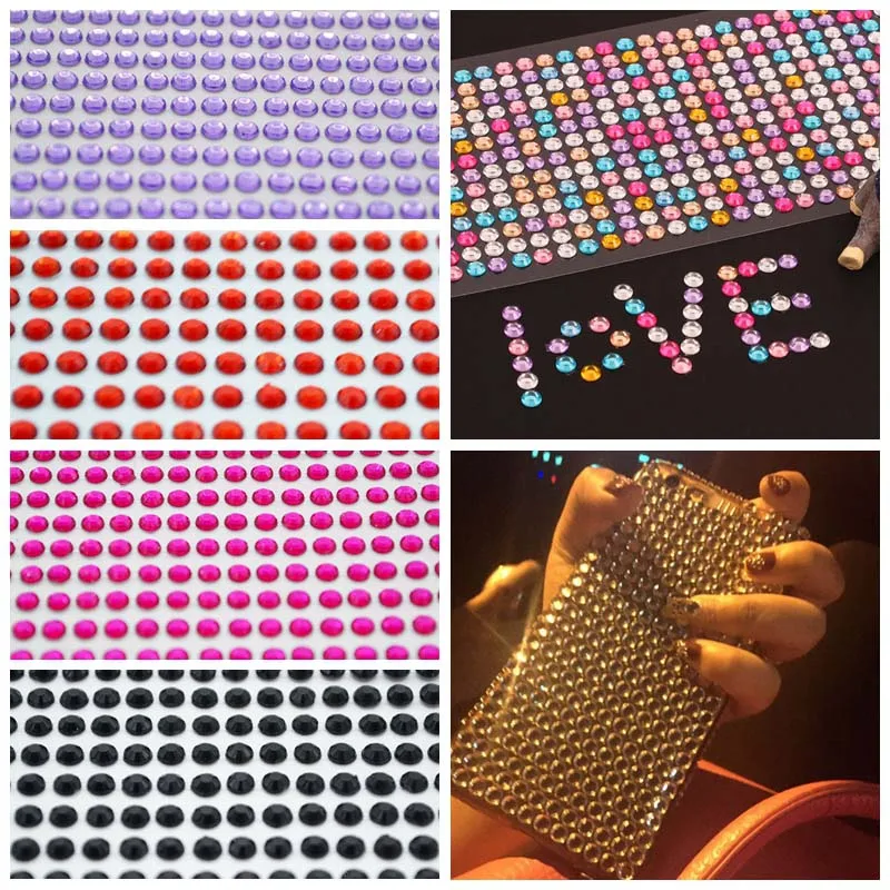 900 шт./компл. 4 мм DIY самоклеящаяся наклейка для телефона ПК шикарные акриловые