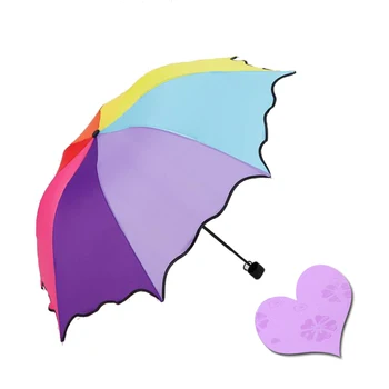 

Lady Princess Magic Flowers Umbrellas Dome Parasol Sun/Rain Folding Umbrella Rain Women Rainbow Umbrella For Female Gifts