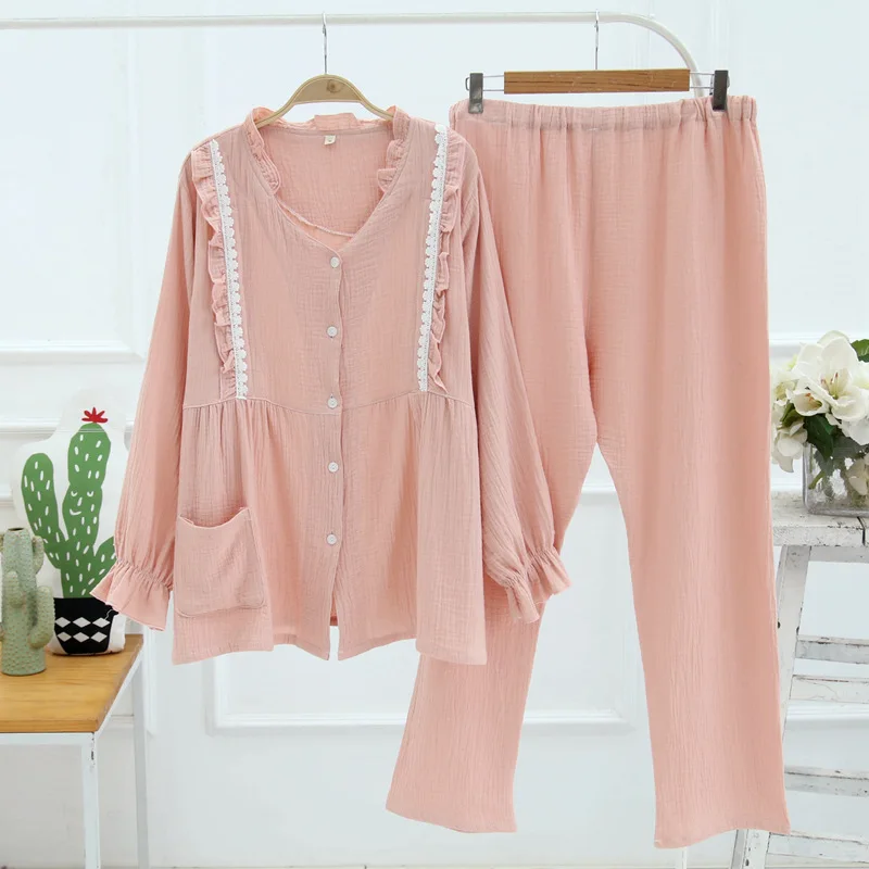 Летняя и осенняя одежда для беременных кормящих женщин, Хлопковая пижама, мягкая Пижама для грудного вскармливания, костюм для мамы - Цвет: M0040 pink