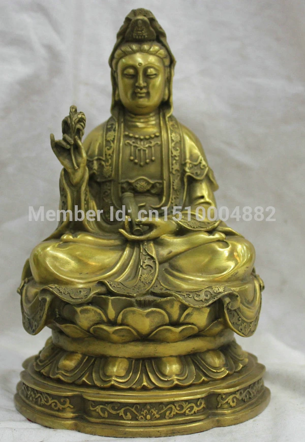 

shitou 0027 8'' Chinese Tibetan Buddhism Pure Brass Bronze statue Goddess of Mercy Buddha