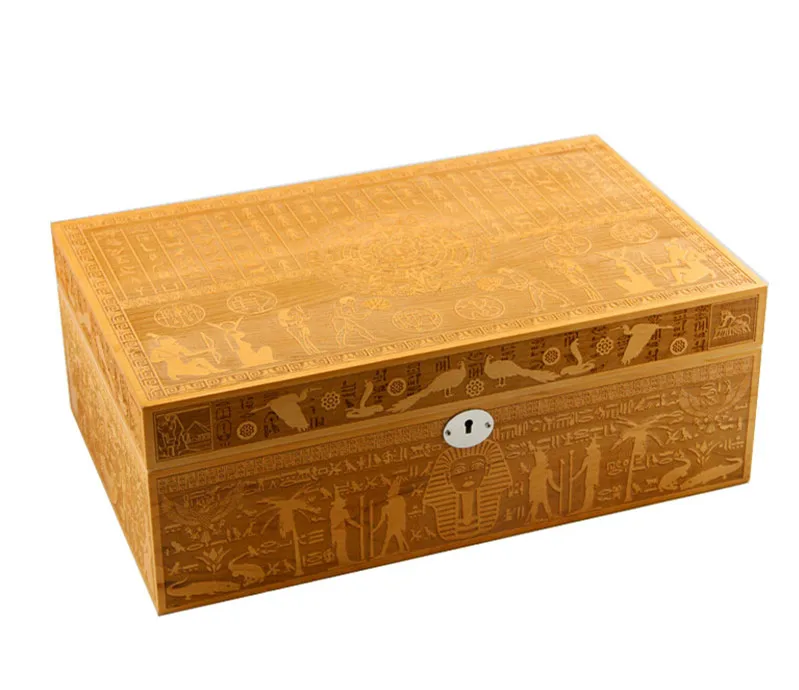 

Luxury Spain Cedar Hand Engraving Wood Large Capacity Cigar Humidor Nice Storage Box Log Cigar Box
