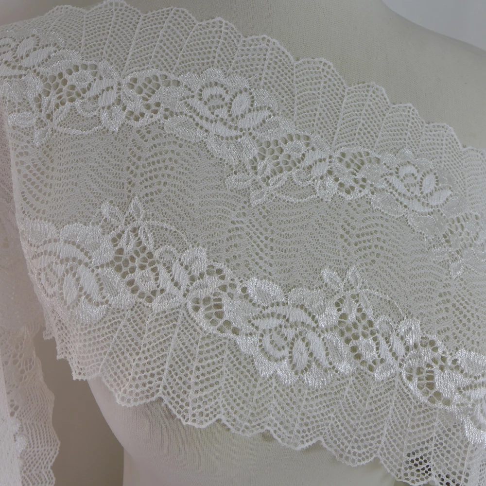 white stretch lace fabric by the yard