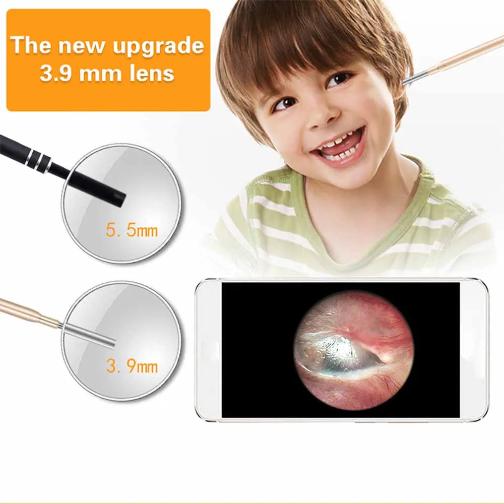 Ear Endoscope 3 9MM Wireless Ear Otoscope Inspection Camera 6 LED Borescope for iPhone Android iPad 4