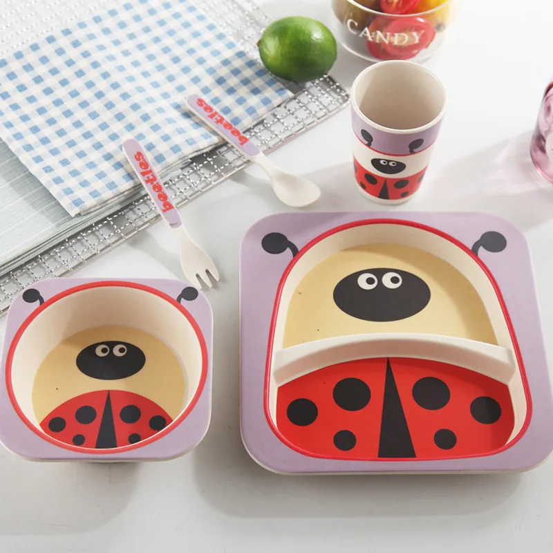 5pc/lot Printing Cartoon Cute Square Baby Feeding Set Bright Color Thick Plate Dinnerware Table Dishes for Kids T0029 5pc/lot Printing Cartoon Cute Square Baby Feeding Set Bright Color Thick Plate Dinnerware Table Dishes for Kids T0029