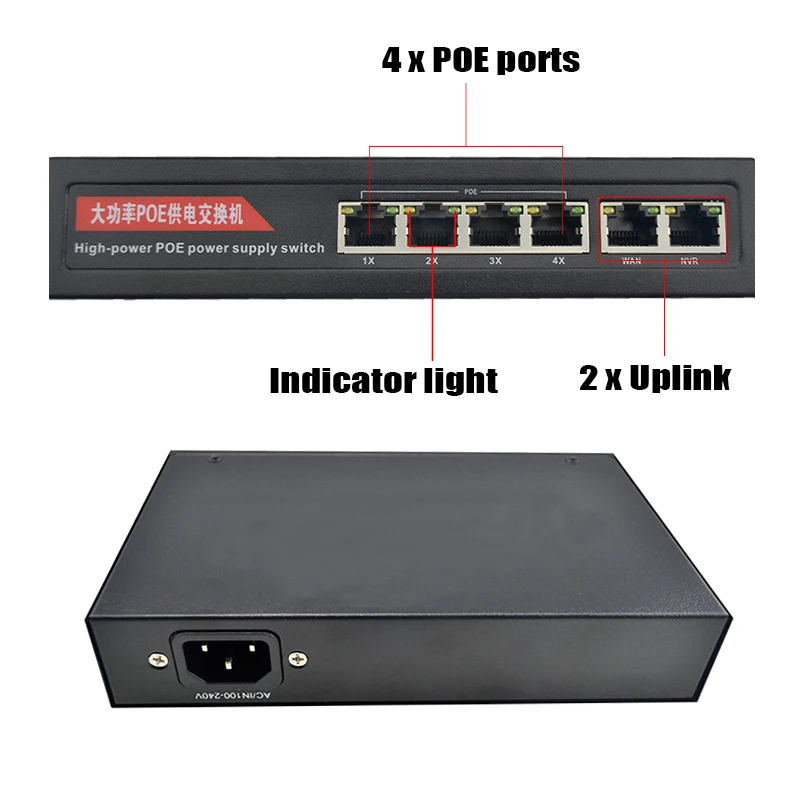 XINFI 4 коммутатор POE портов IEEE802.3af/at 4 Порты POE+ 2 Порты Uplink переключатель Мощность Over Ethernet endspan для ip-камеры AP 96 W