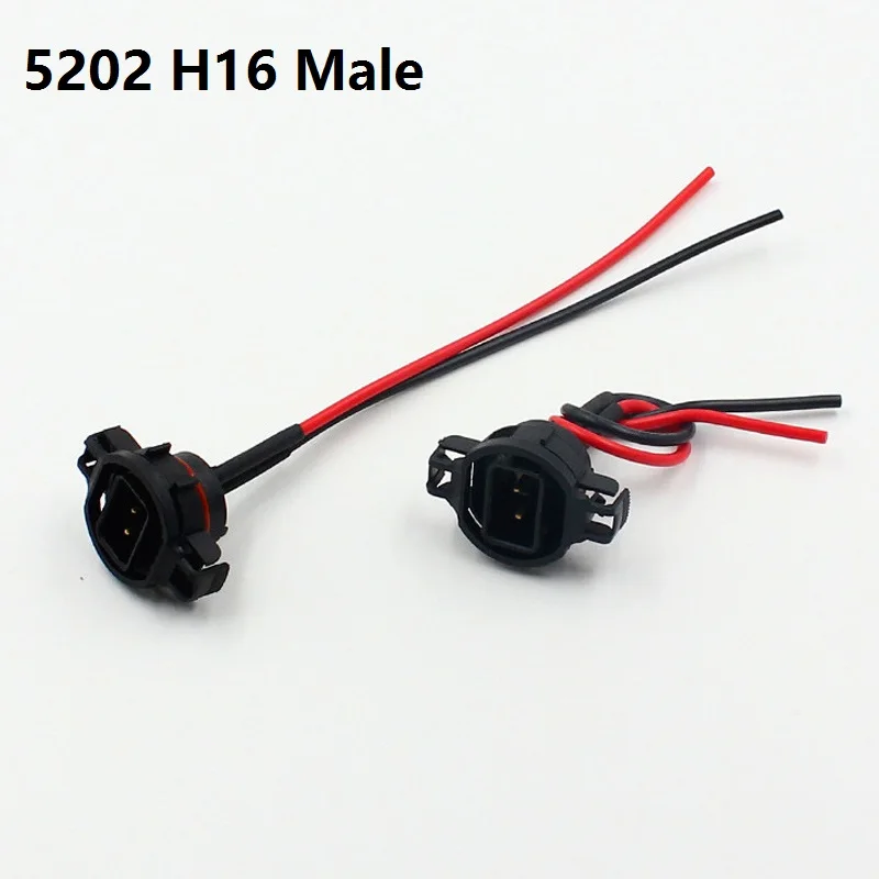 KE LI MI 2x Male/Female H16 5202 5201 PSX24W Connector Harness Socket Replacement Car Auto HID LED Light Bulb Wire Pigtail Plug
