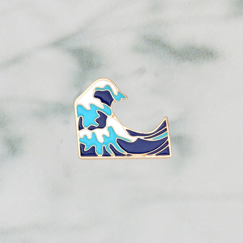 

Cool Summer Holiday Blue Ocean wave brooch Men women clothing backpack bag accessories Ocean jewelry Wave jewelry