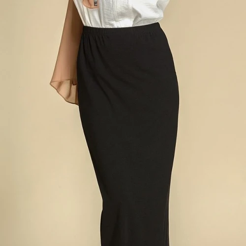 Мусульманская женская длинная юбка-карандаш, хлопок, макси, исламское Облегающее, тонкая, высокая талия, стрейч, длинное мусульманское полуплатье, макси, арабское - Цвет: Black