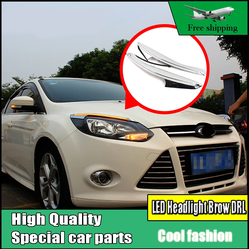 

Car Styling LED Headlight Brow Eyebrow Daytime Running Light DRL With Yellow Turn signal Light For Ford Focus MK3 2012 2013 2014